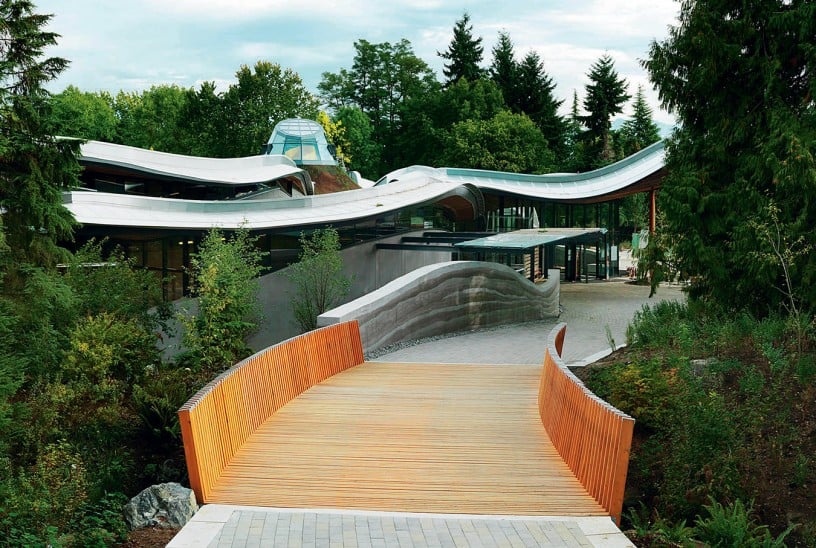 Visitor Centre - Detail shot of the undulating “petal” roof. Photo: Courtesy of Perkins+Will Canada and Vancouver Park Board; taken prior to completion.